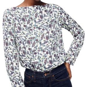J. Crew Drapey Floral Boatneck top in ivory jungle